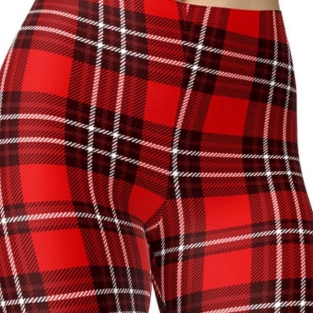 SOLD! Red Plaid Leggings - Picture 3 of 4